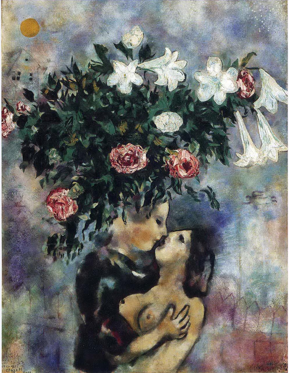 Liebhaber unter Lilien Zeitgenosse Marc Chagall Ölgemälde